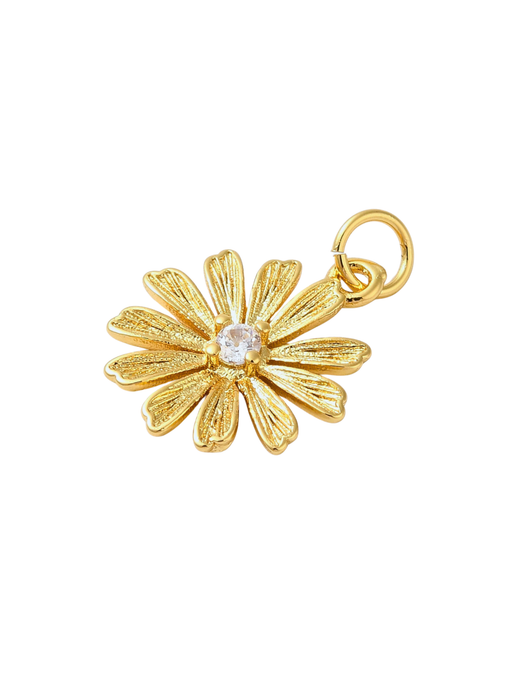 Gold Flower with Rhinestone Center Charm