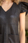 Faux Leather Pocket Mini Dress