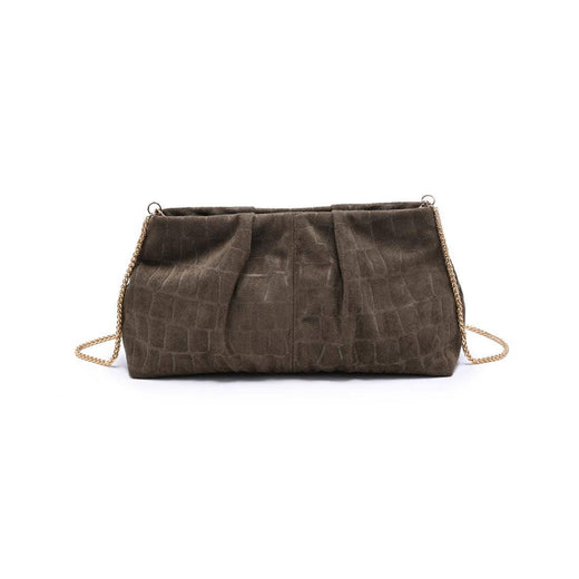 Elva Croc Embossed Faux Suede Clutch