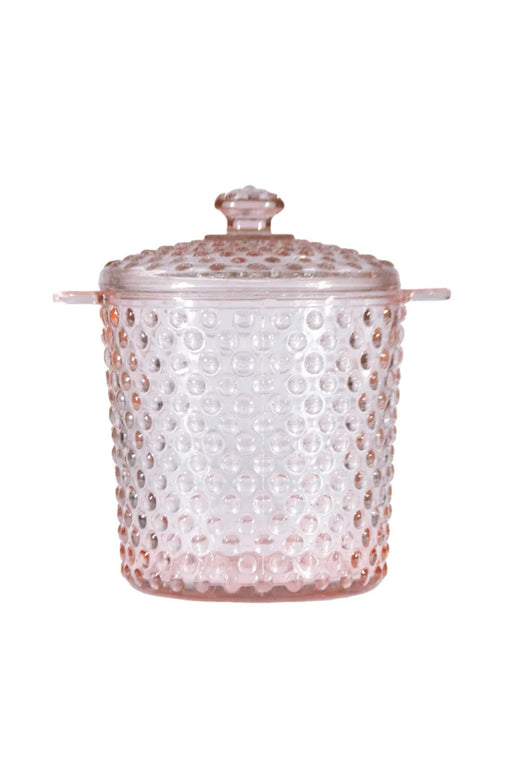 Hobnail Pink Glass Ice Bucket