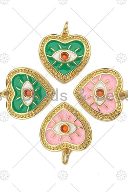 Evil Eye  Enamel Heart Charm