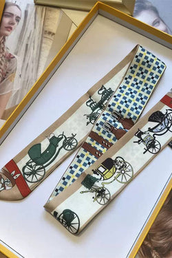Vintage Carriage Illustration Twilly Scarf