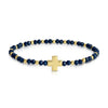 4mm Crystal Stretch Bracelet with Single Cross