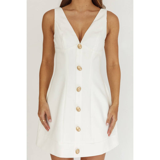 Gold Button Mini Dress