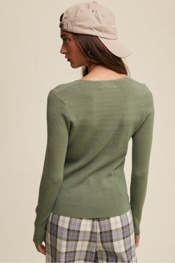 Slim Fit V-neck  Ribbed Sweater