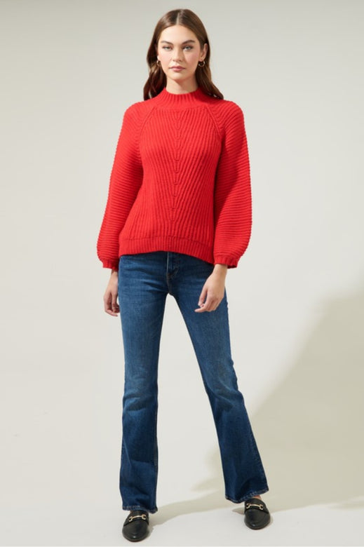 Mariela Mock Neck Chunky Knit Sweater