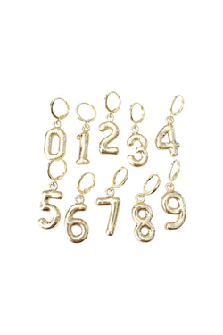 Number Charm - Gold Clip on Bubble