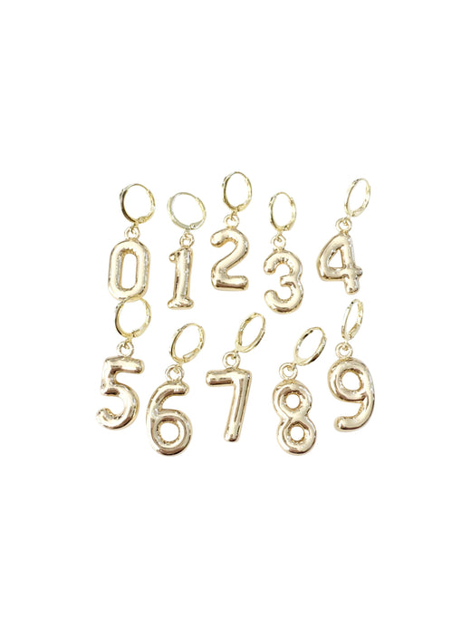 Number Charm - Gold Clip on Bubble