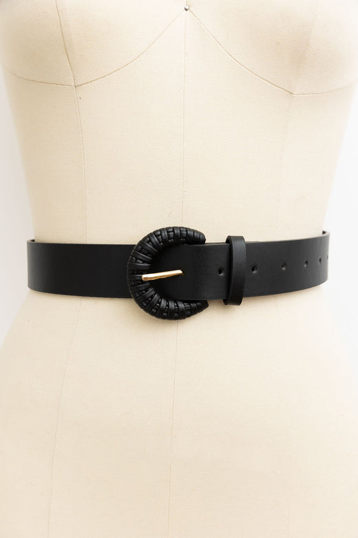 Weave Style D Ring Buckle Leather Belt