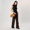 Elva Croc Embossed Faux Suede Clutch