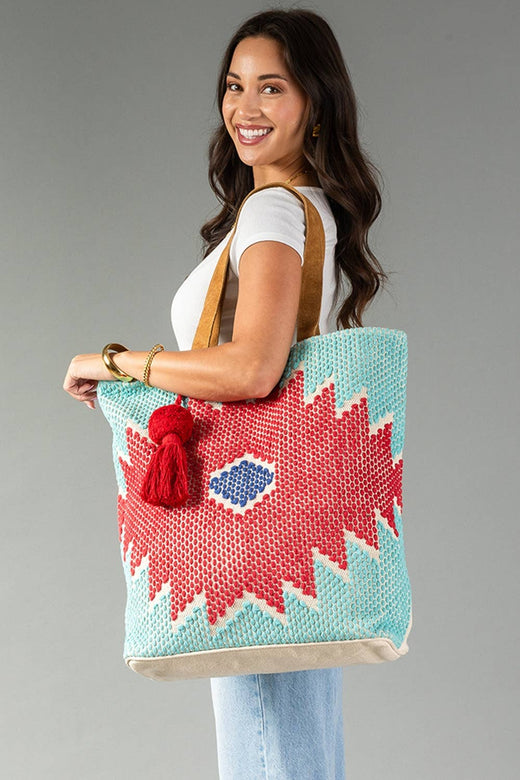 Red, Turquoise & Blue Western Tote