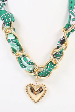 Santee Scarf Charm Necklace Green