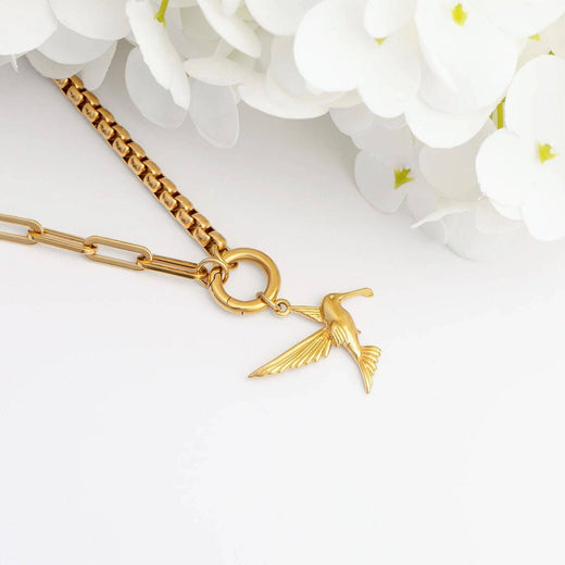 18k Gold Stainless Steel Box Paperclip Charm Holder Necklace