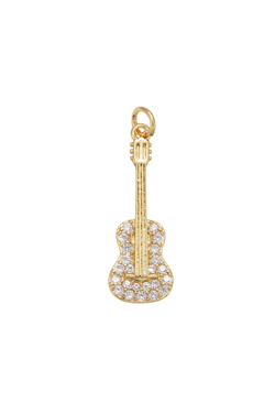 Gold Glittering Guitar Charm