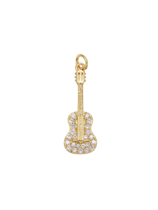 Gold Glittering Guitar Charm