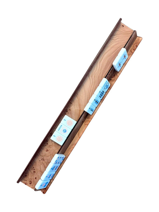 Acrylic Burlwood Mahjong Racks & Pushers (Set of 4)