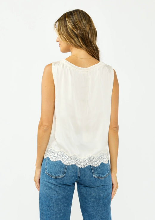 Lace Trim Button Tank
