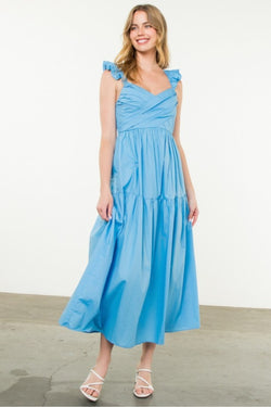 Tiered Poplin Maxi Dress