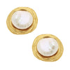 Gold  Pearl Pierced Earrings