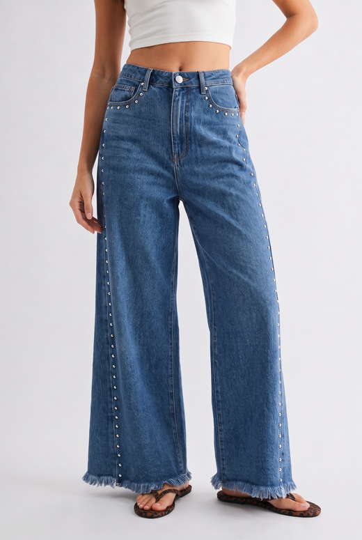 Studded Wide Leg Jeans