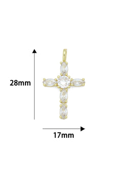 18k GP Stone Cross