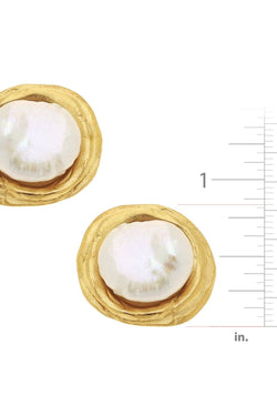 Gold  Pearl Pierced Earrings