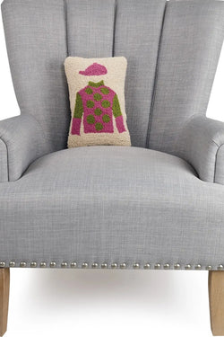 Pink & Green Jockey Silk Hook Pillow