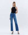 High Rise Hem Straight Jeans