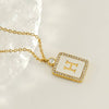 Rhinestone Shell Initial Charm Necklace