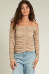 Long Sleeve Off Shoulder Ruched Top