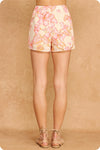 Pintuck Linen Floral Shorts