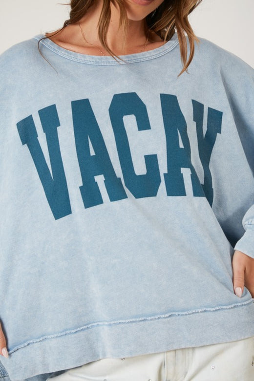 'Vacay' Print Washed Sweatshirt