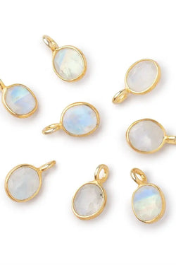 Vermeil Bezel Set Labradorite Rose Cut Oval Charm