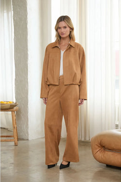 Faux Suede Bubble Hem Jacket