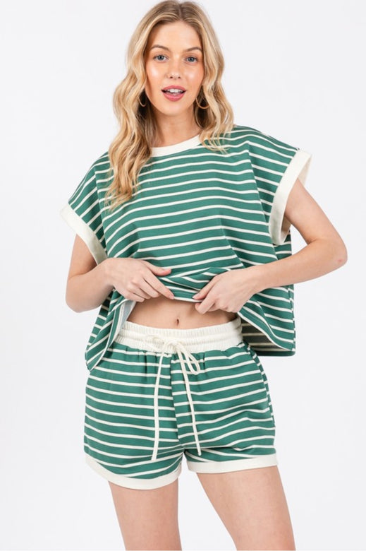 Striped Terry Top & Short Set