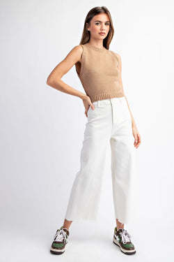 Mineral Washed Cropped Straight Leg Pants