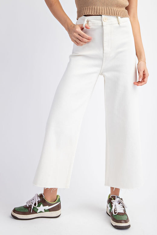 Mineral Washed Cropped Straight Leg Pants