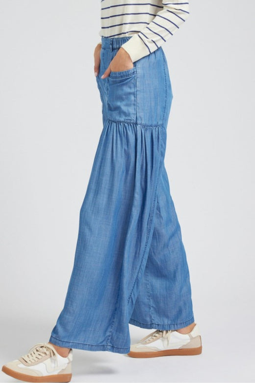 Chambray Wide Tiered Pants