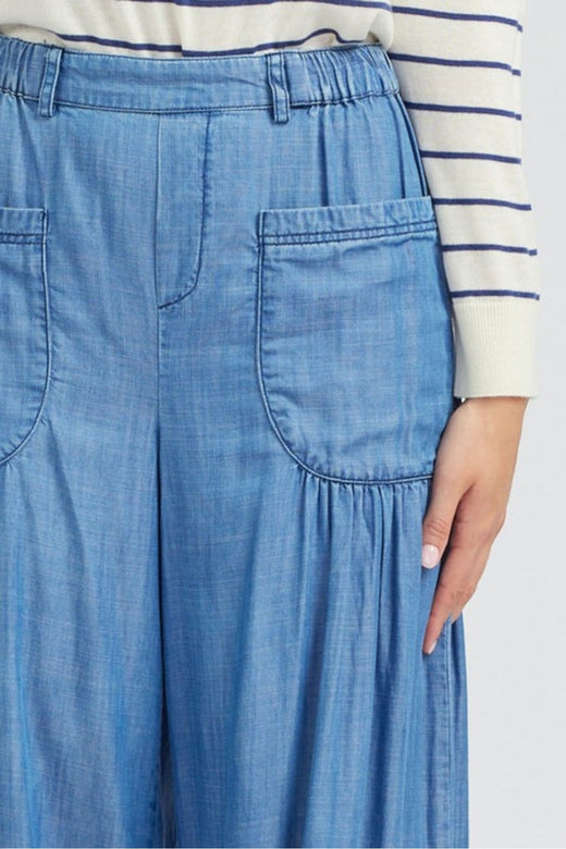 Chambray Wide Tiered Pants