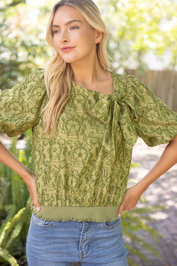 Front Bow Floral Top