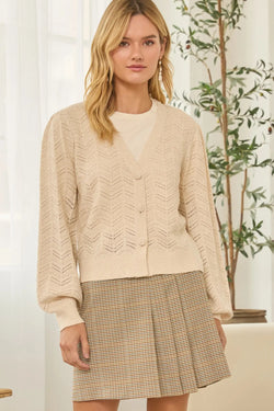 Chevron Button Front Cardigan