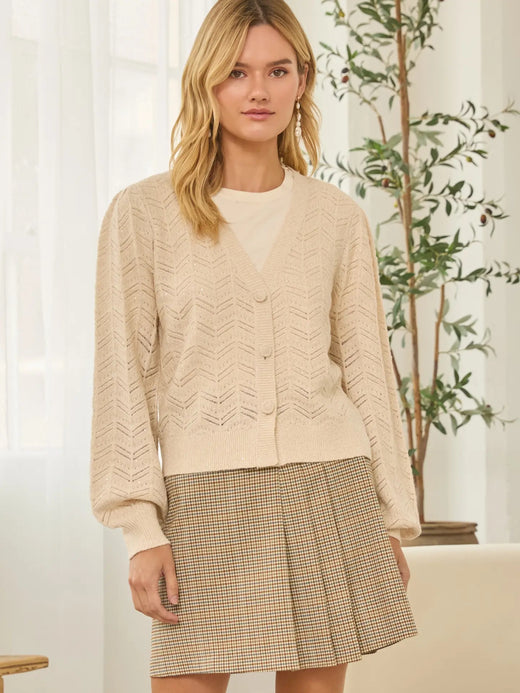 Chevron Button Front Cardigan