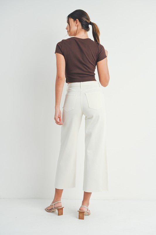 Scissor Cut Wide Leg Jeans - Vanilla Wash