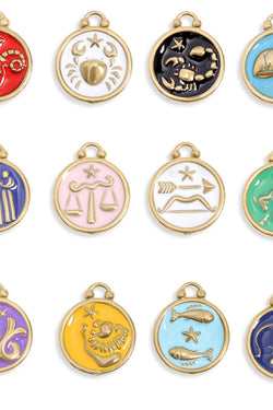 Zodiac Charm - 18K Gold PVD Epoxy