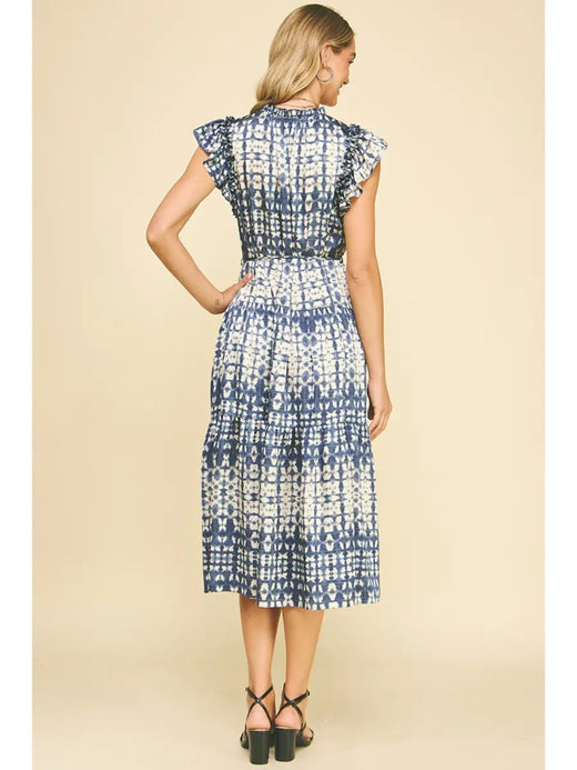 Print Tiered Midi Dress
