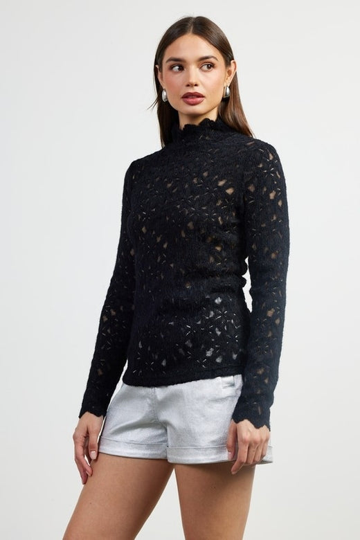 Lace Mock Neck Sweater