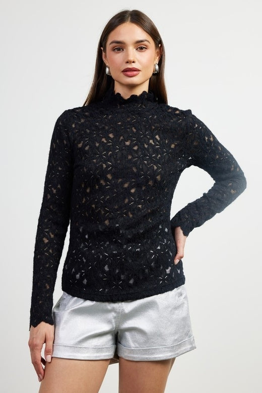 Lace Mock Neck Sweater