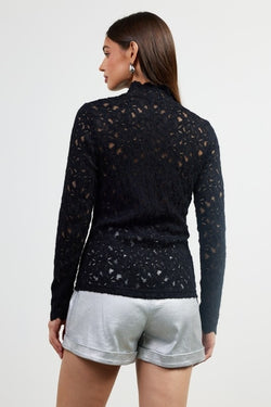 Lace Mock Neck Sweater