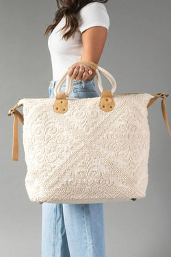 Cream Textured Tote