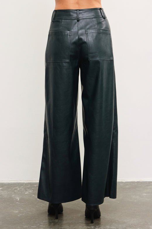 Wide Leg Leather Pants